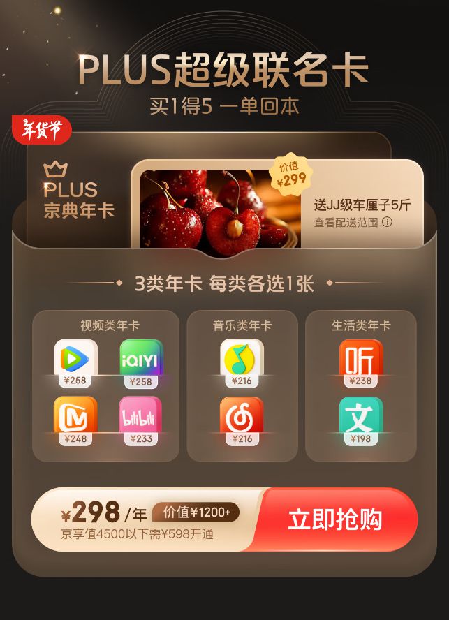 南宫28京东PLUS会员全面升级 抢“买1得5”超级联名卡可获腾讯视频等会员(图2)